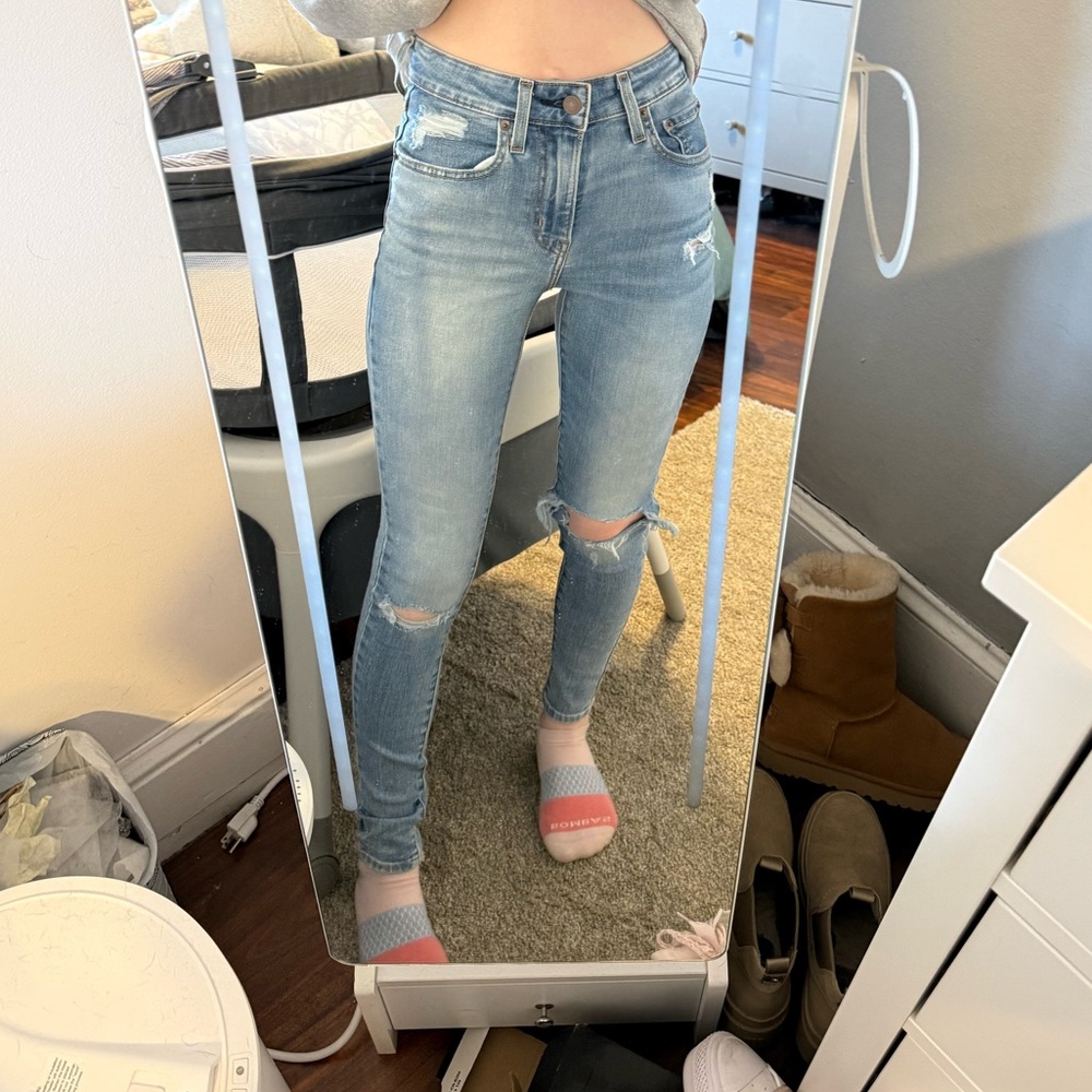 Levi's Light Blue Distressed High-Rise Skinny Jeans